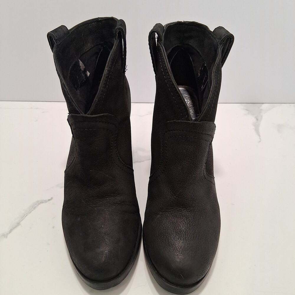 Vince Camuto Women Suede Ankle Bootie Leather Heel Round Toe Black Size-7M/37